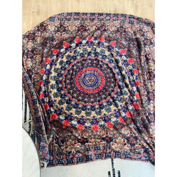 Johnny Was Blanket Cozy Reversible Floral Bandana Soft Fleece Throw Boho NEW - Picture 1 of 7